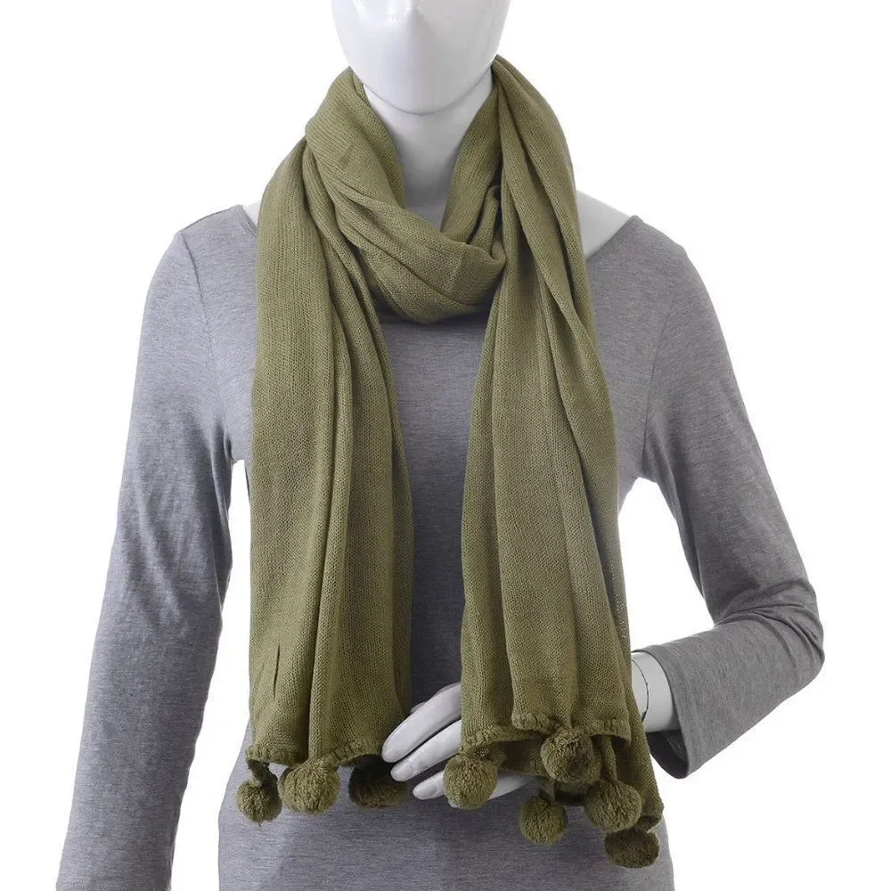 Pom Pom Scarf Sage